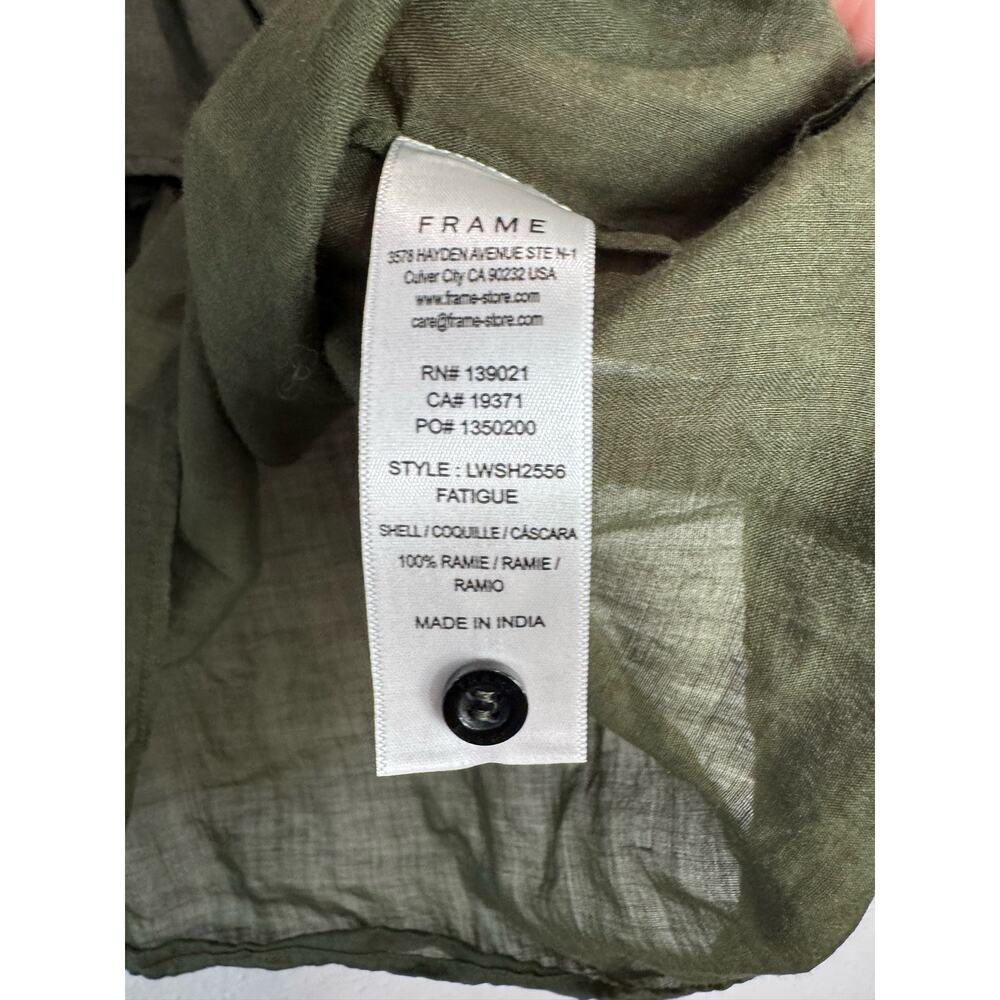FRAME Green Ruffle Flounce Top in Fatigue Small - Picture 7 of 7